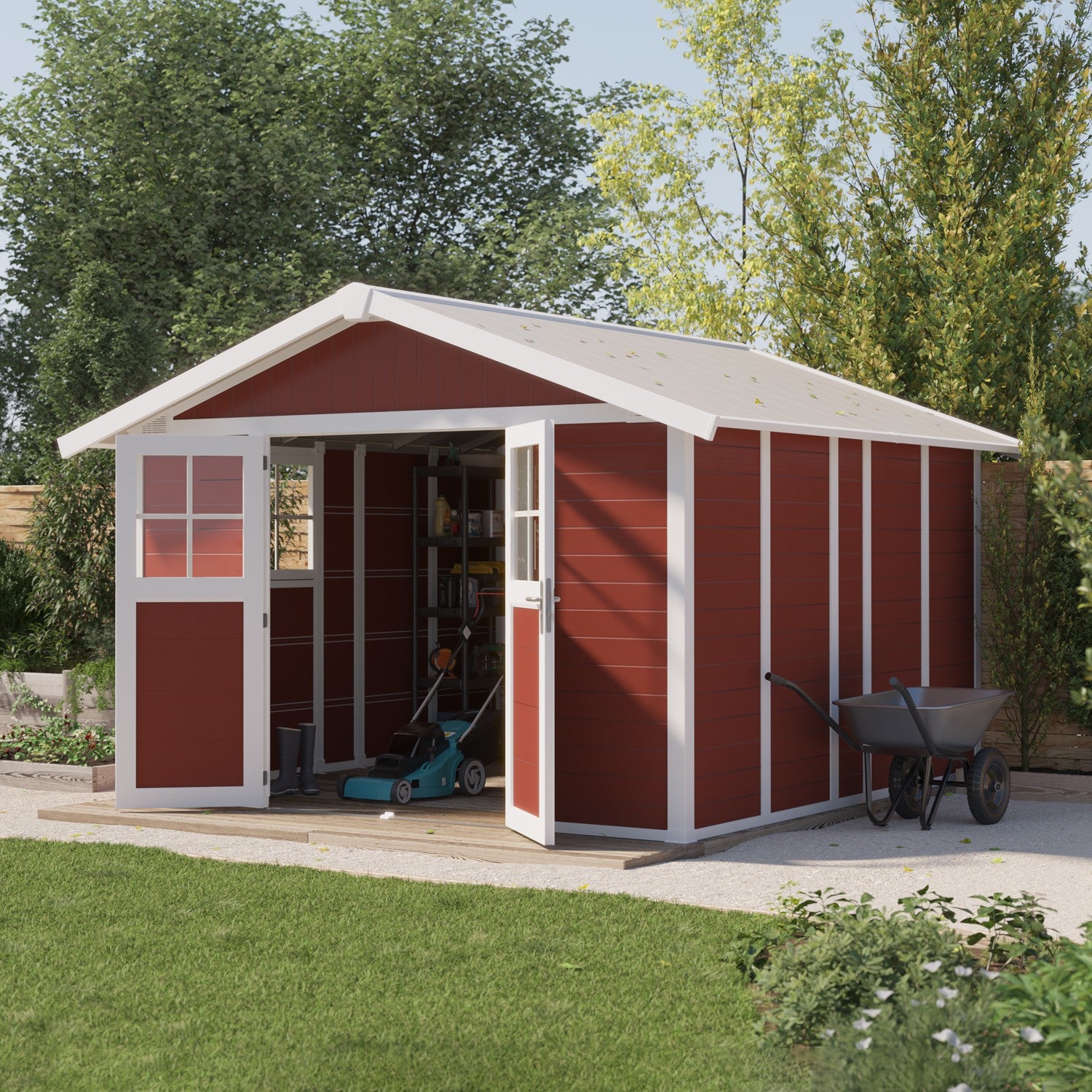 Abri de jardin 11 m² rouge brique Déco