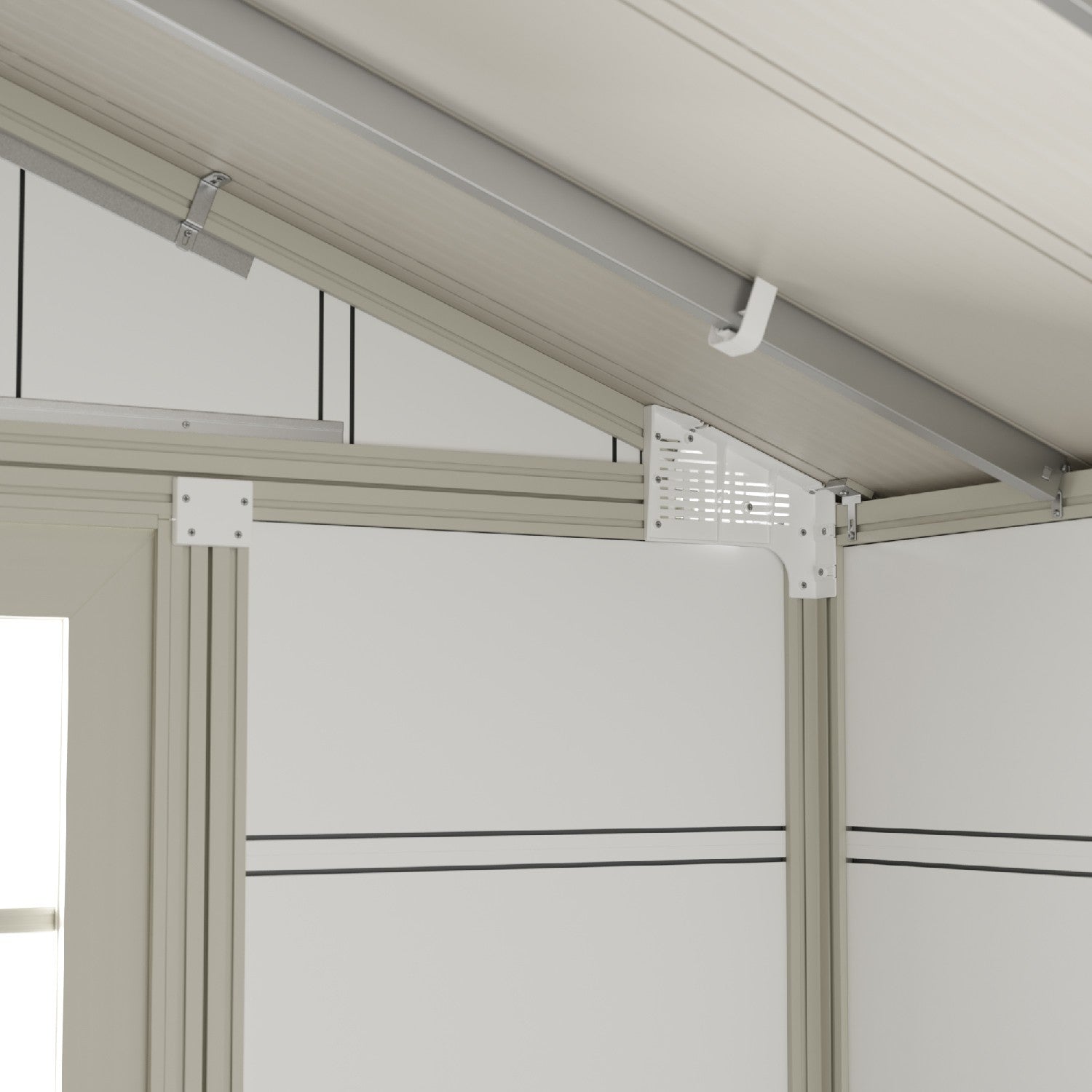 Abri de jardin 11 m² blanc-gris_vert Déco