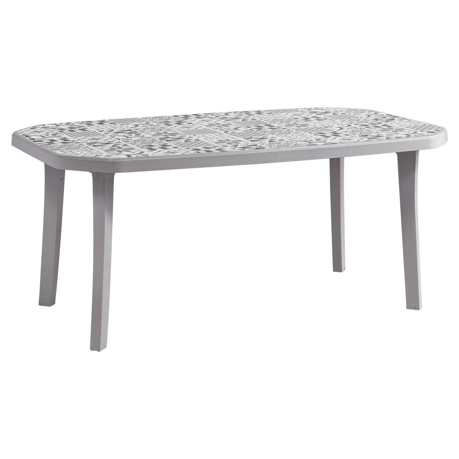 Table de jardin pieds droit carreaux ciment 165 X 100 cm