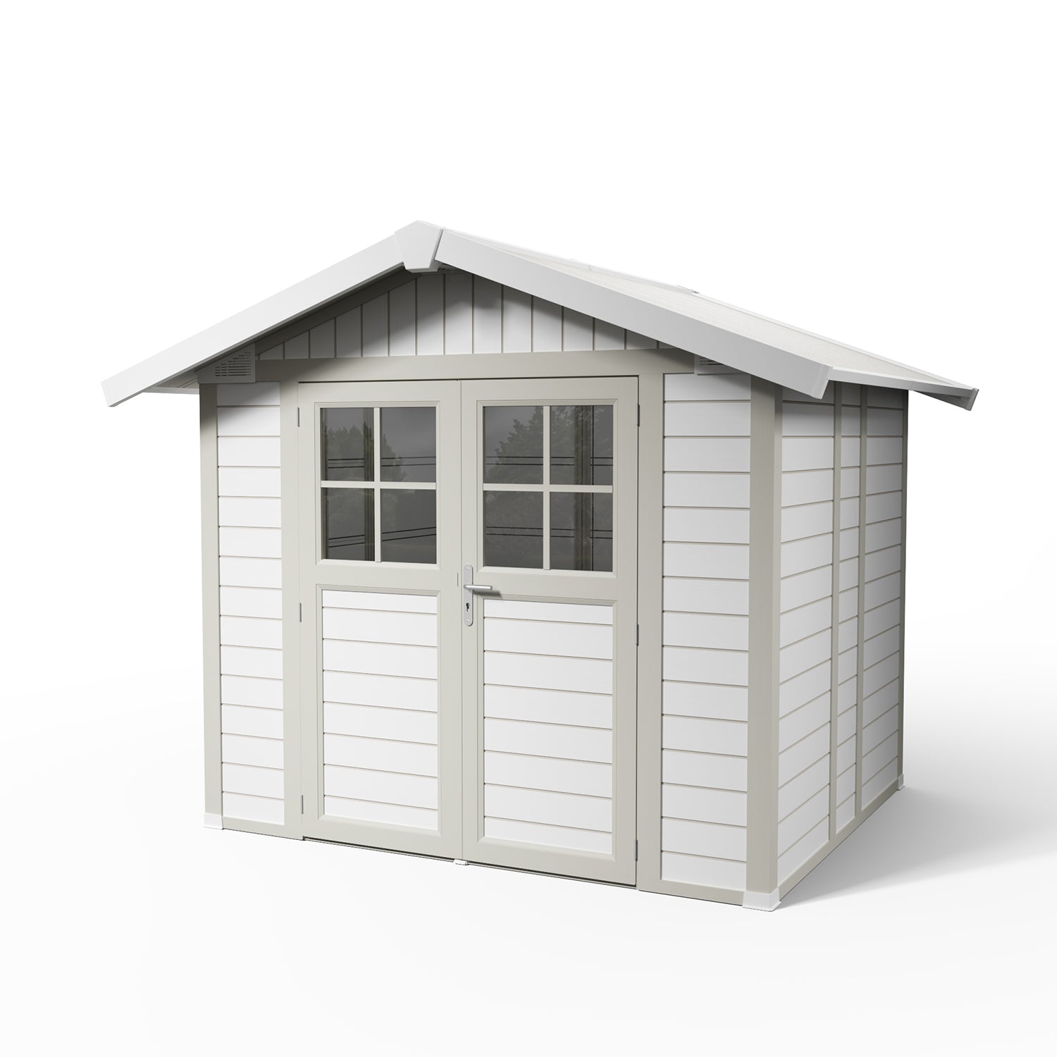 Abri de jardin 4,9 m² blanc - gris_vert Déco