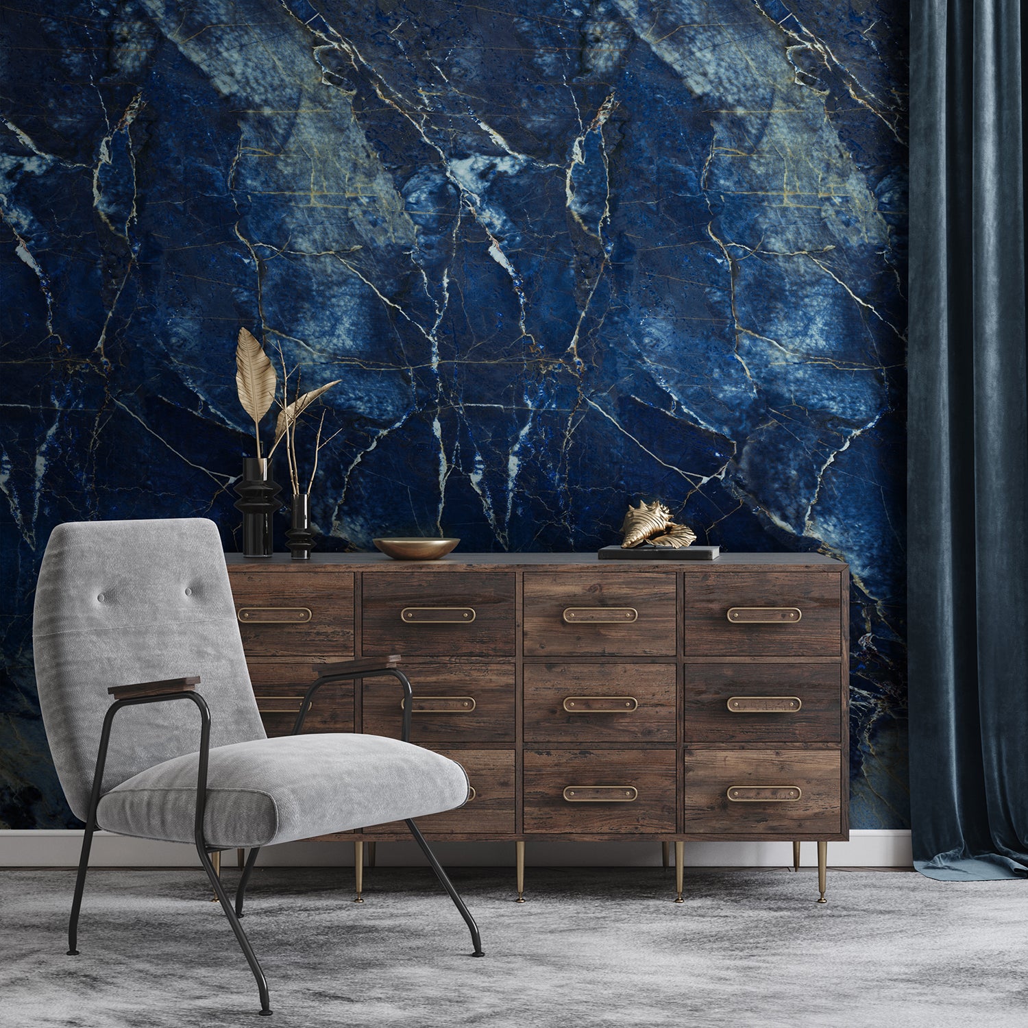 Revêtement Element 3D Marbre bleu brillant