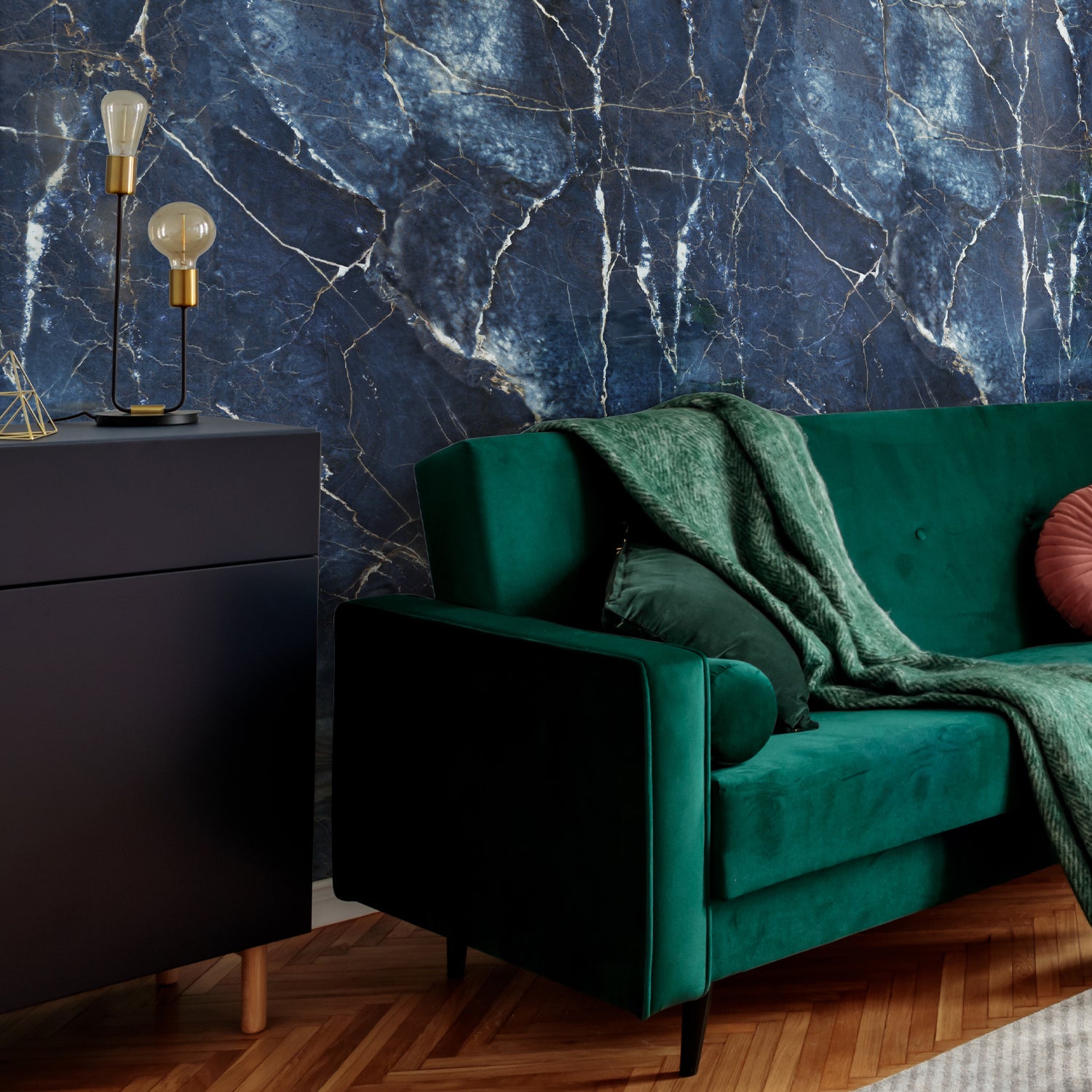 Revêtement Element 3D Marbre bleu brillant