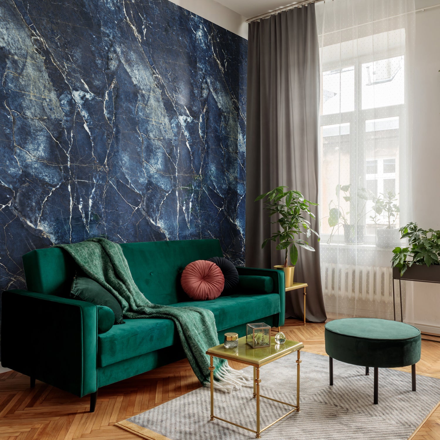 Revêtement Element 3D Marbre bleu brillant