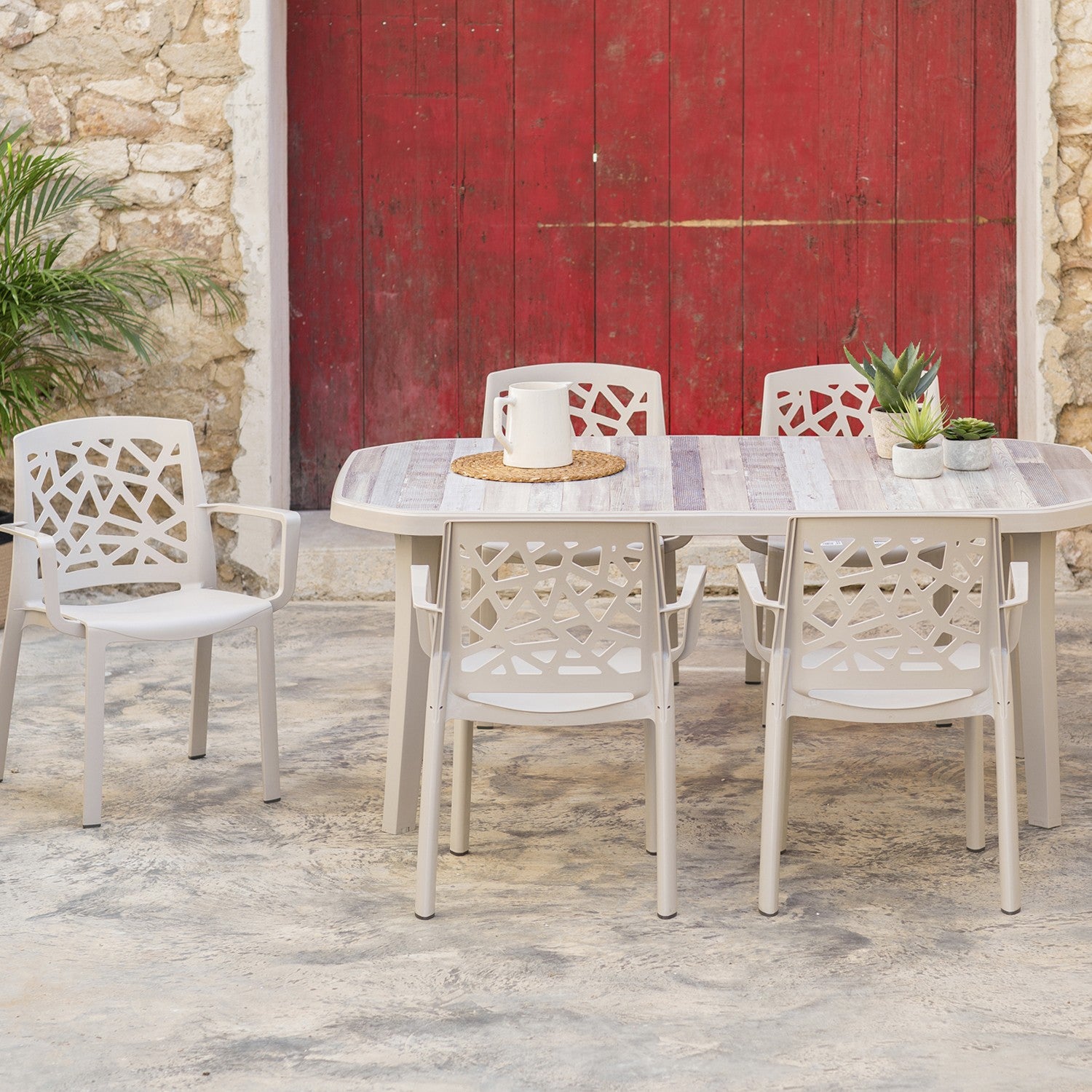 Table de jardin rectangulaire Patchwork clair 165 x100 cm