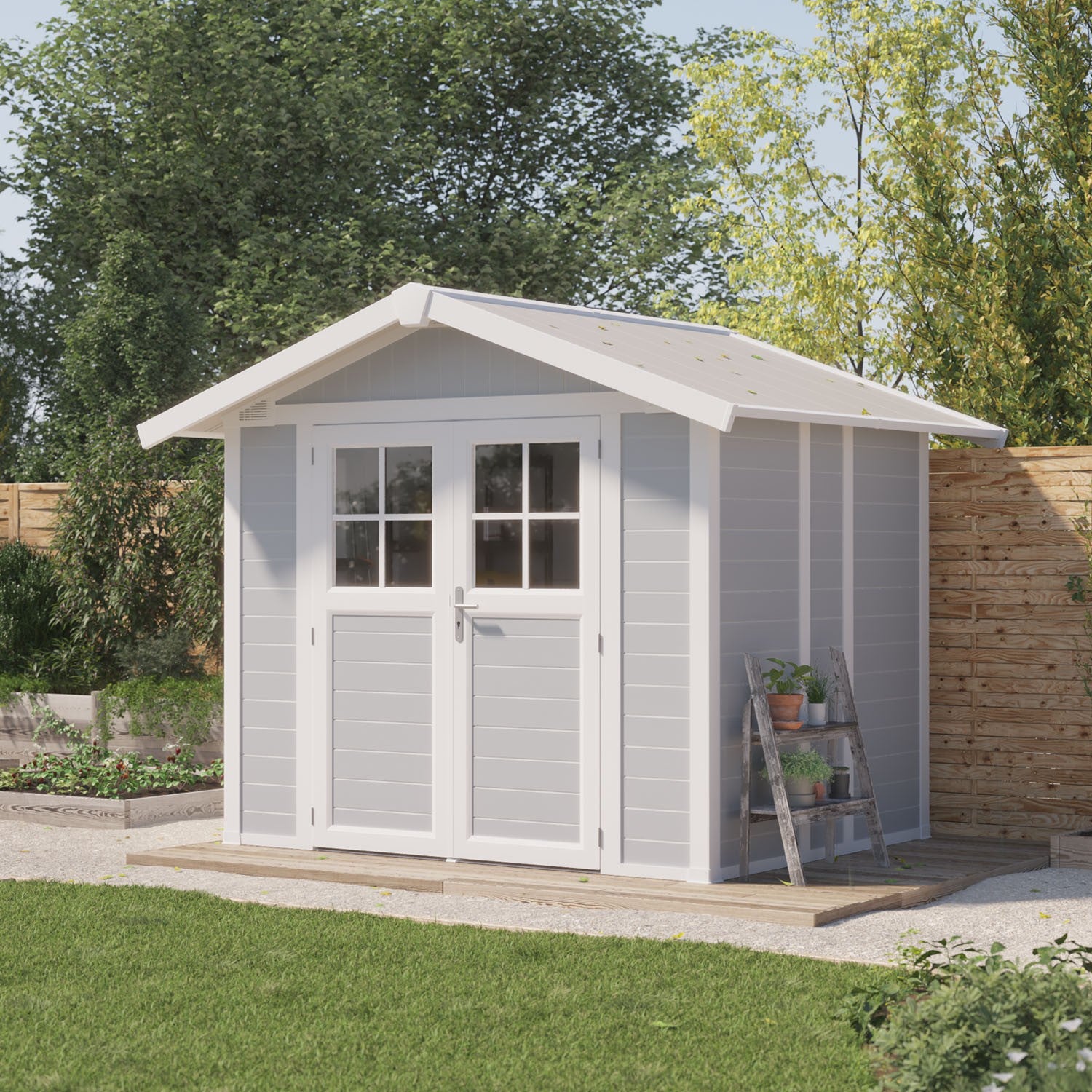 Abri de jardin 4,9 m² gris clair Déco