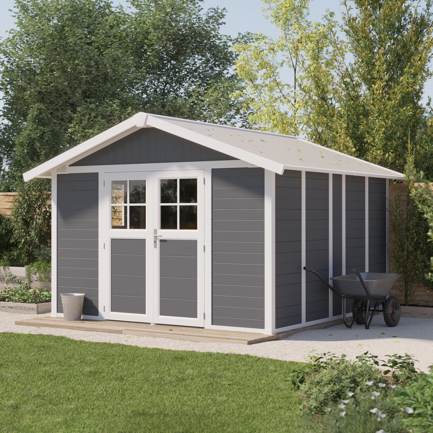 11 m² dark gray garden shed, Garden shed - Grosfillex