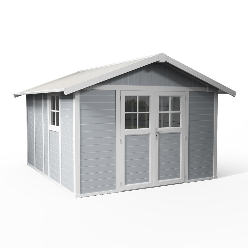 Abri de jardin 11 m² gris clair Déco