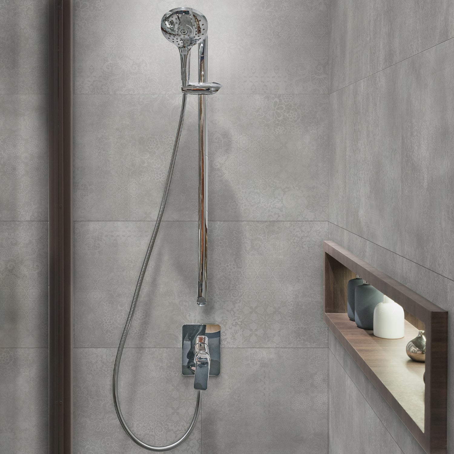 Dalles murales Gx Wall+ 45x90 cm Gray Cement flower