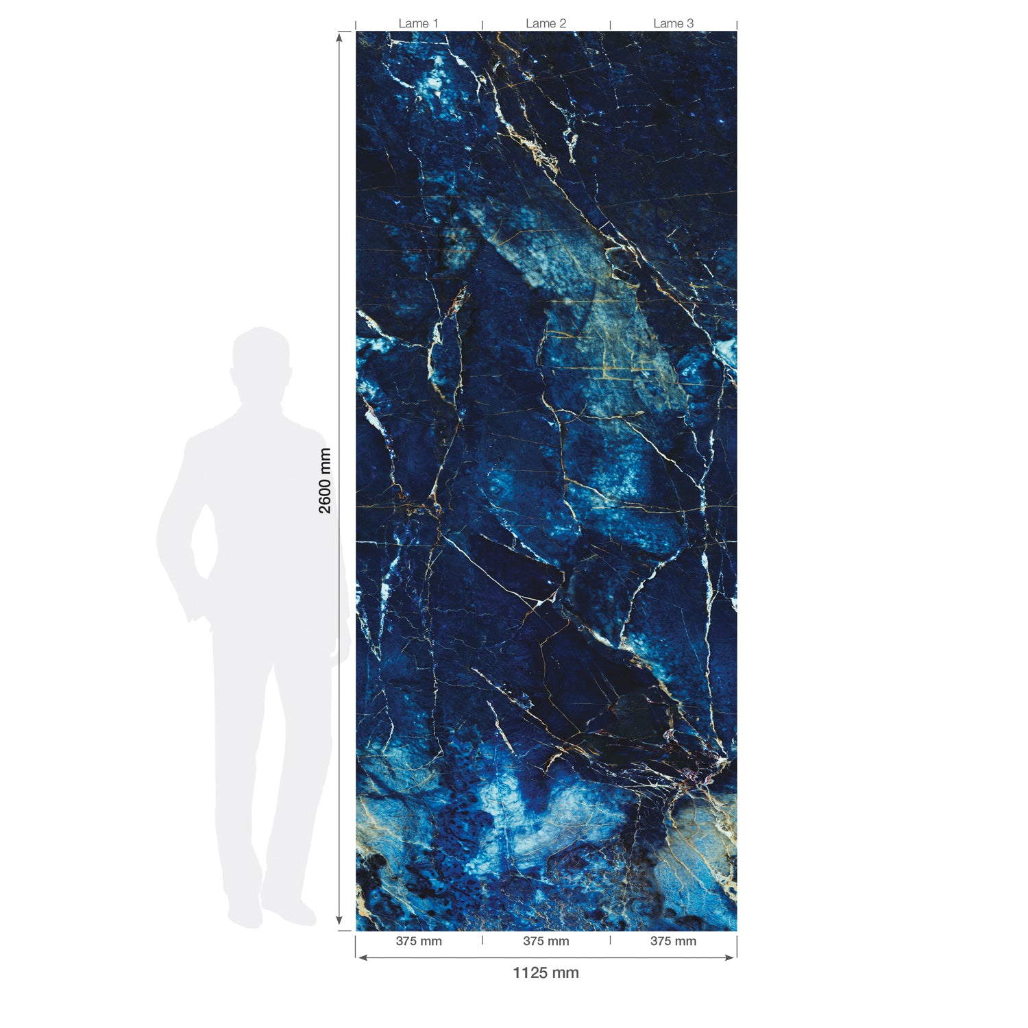 Revêtement Element 3D Marbre bleu brillant