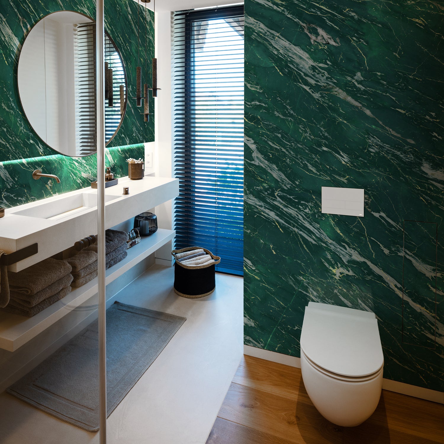 3D cladding in glossy green marble