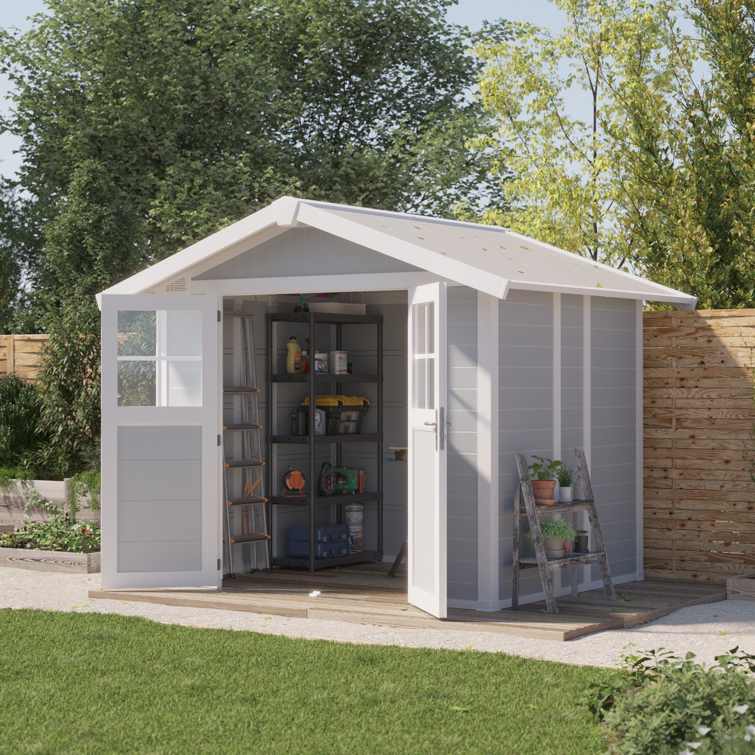 Gartenhaus 4,9 m² hellgrau Déco