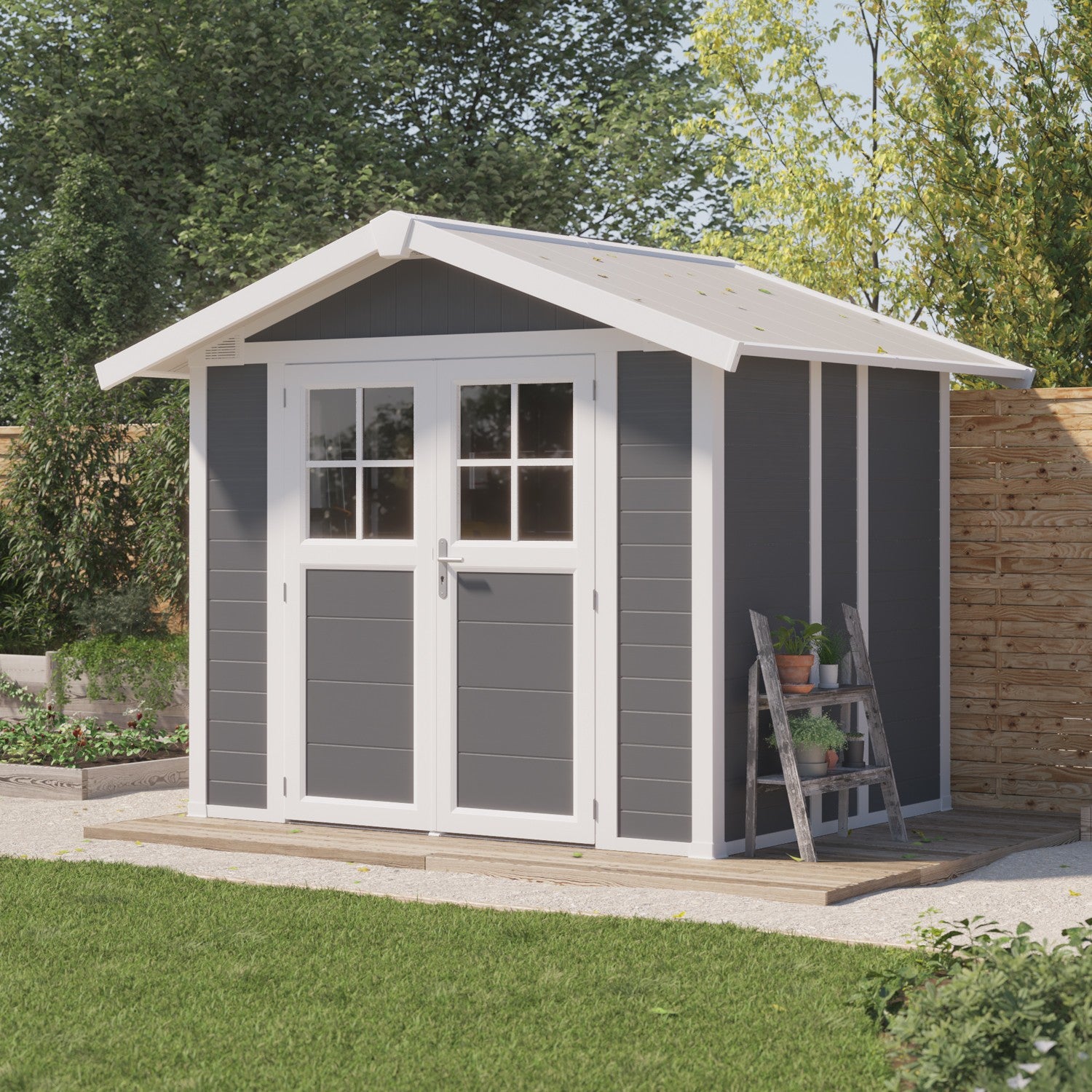 Gartenhaus 4,9 m² PMMA dunkelgrau Deko