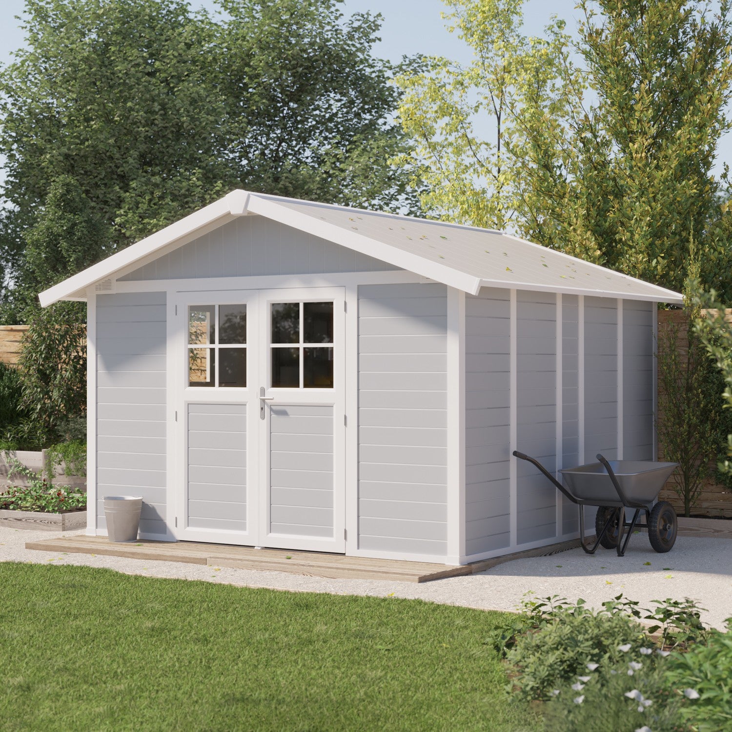 Gartenhaus 11 m² hellgrau Déco