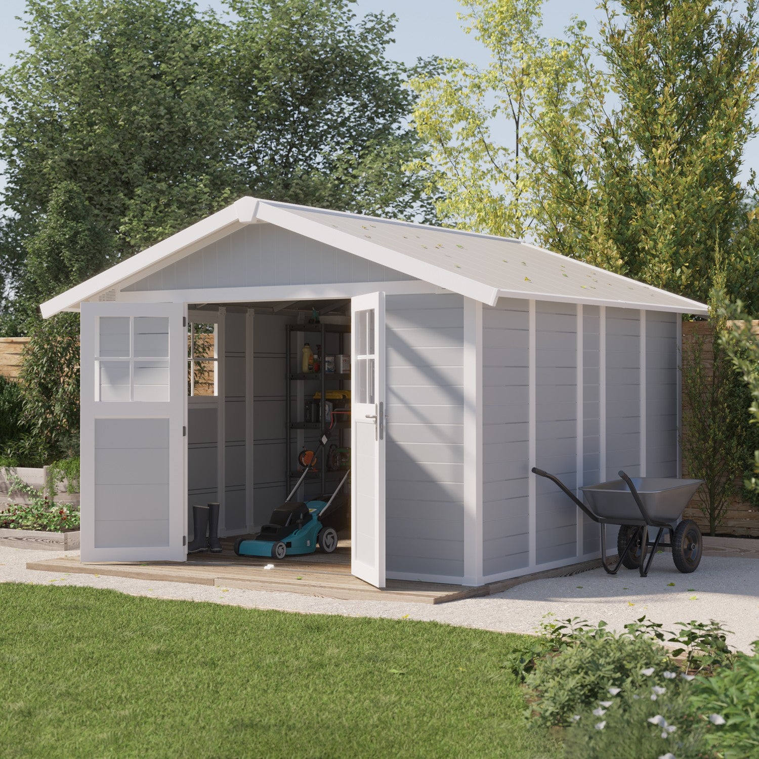 Gartenhaus 11 m² hellgrau Déco