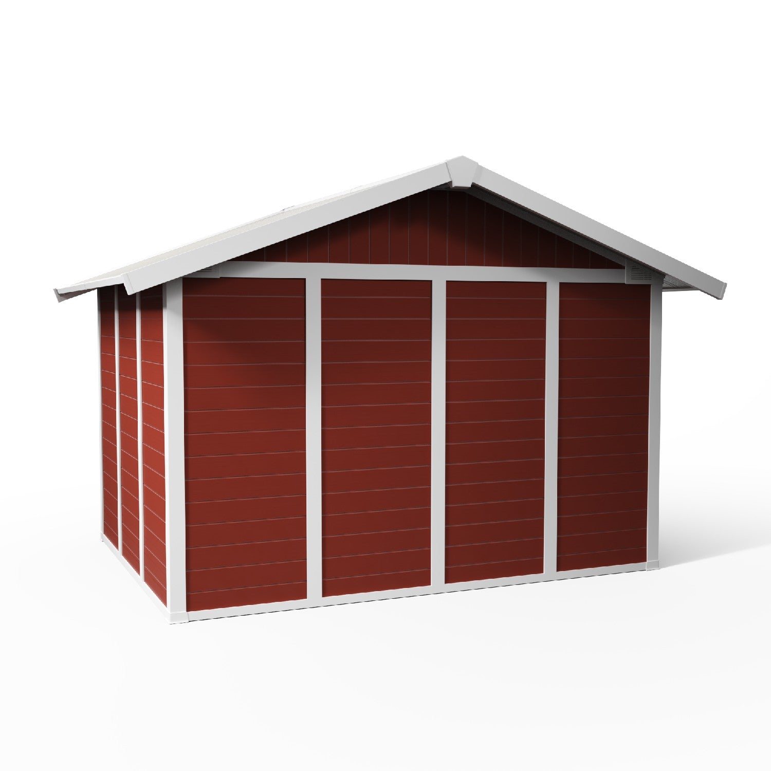 7.5 m² red PMMA garden shed, decorative