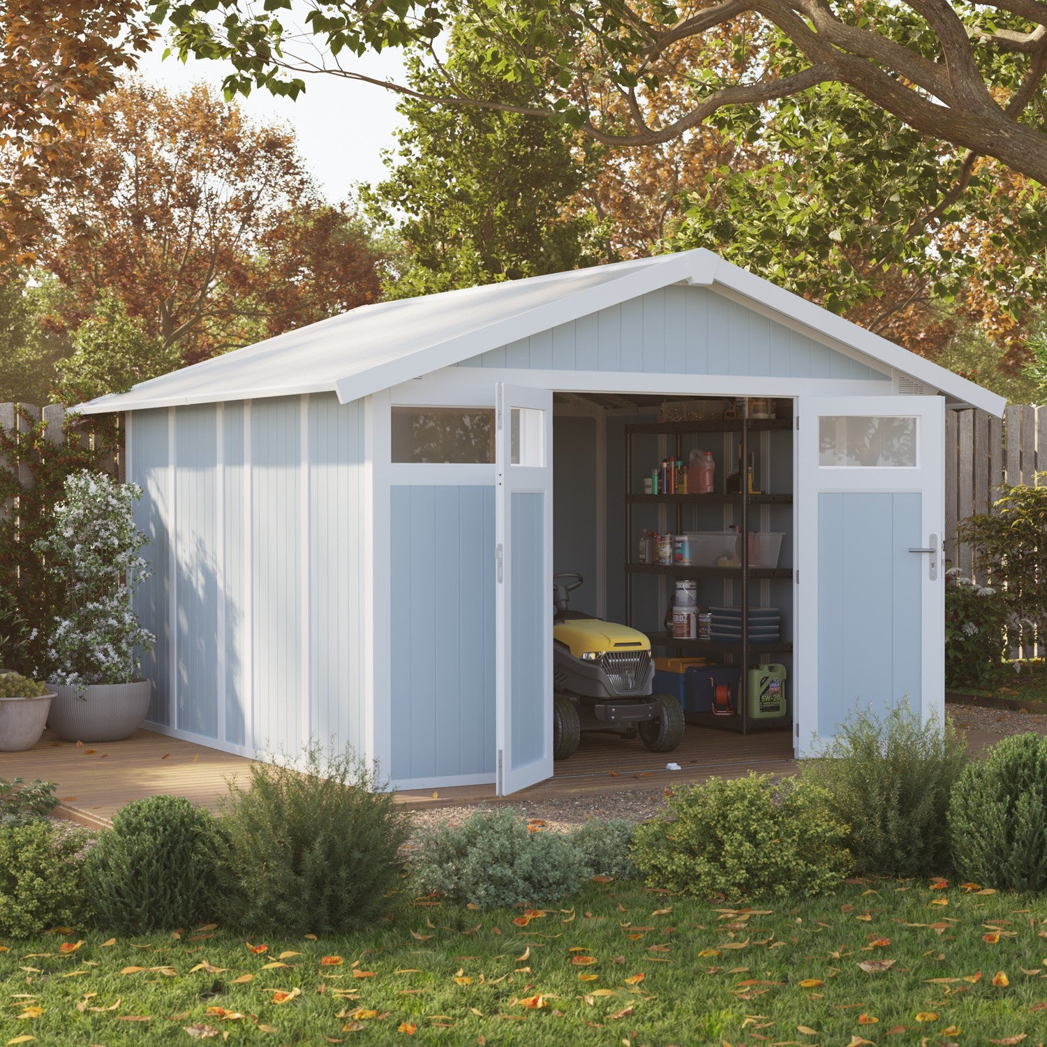 11 m² gray-blue Utility garden shed